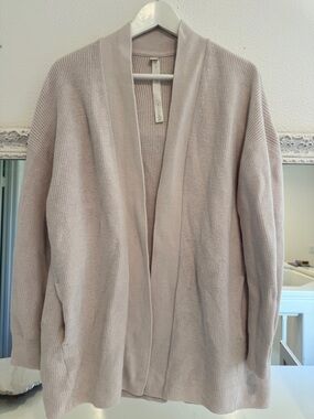 Lululemon Merino Wool Blend Ribbed Long Wrap Cardigan Sweater Opal White